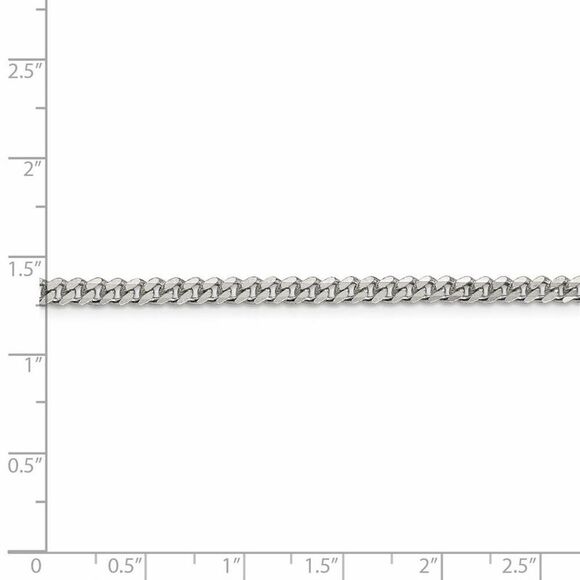 3.5mm Rhodium-plated Sterling Silver Solid Curb Chain Necklace, 22 In - Picture 4 of 7